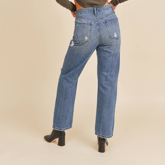 New! ☆ High Rise Dad Jean Dark Blue Denim - Sustainable! - Picture 9 of 9